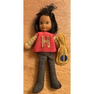 VTG Mattel Honey Hill Bunch Doll W/ Guitar H Shirt‎ Plush Plastic Vinyl  6" 1975
